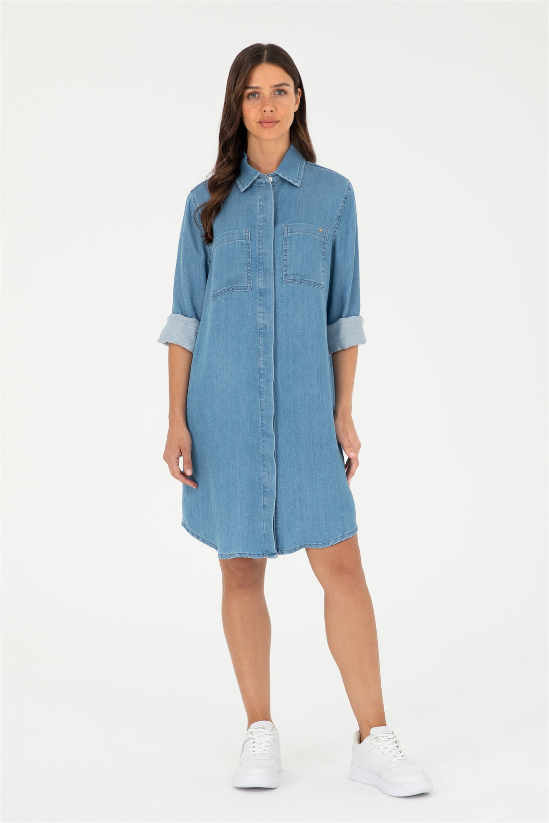 Blue Long Button Down Denim Dress_G082SZ0DE0 1923524_DN0021_01