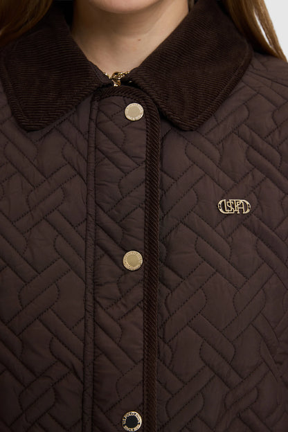 U.S. Polo Assn. Dark Brown Women Dark Brown Diamond Quilted Barn Jacket SKU: G082SZ0MS0 PU-13438_VR084 Image 06