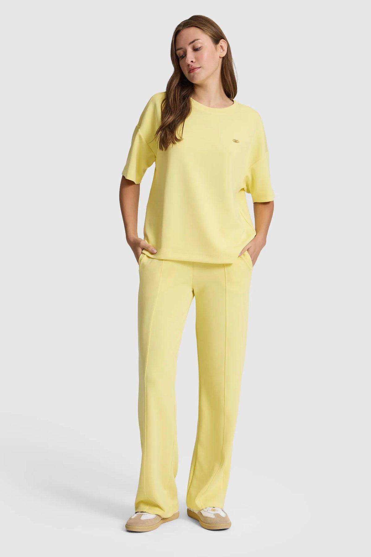 U.S. Polo Assn. Light Yellow Women Light Yellow Knitted Straight Leg Slip on Trousers SKU: G082SZ0OP0 PU-12077_VR004 Image 01