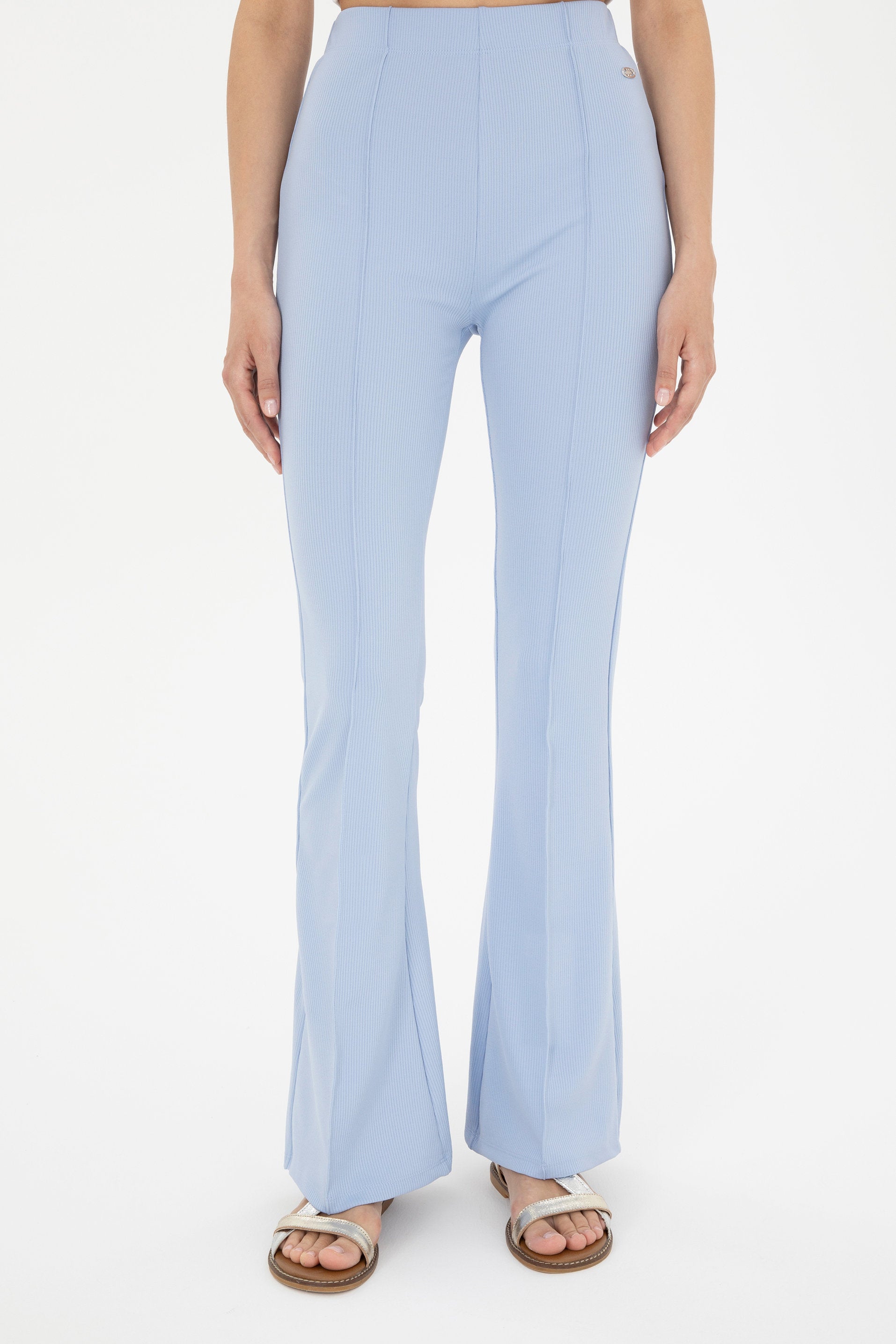 Blue Flared Slip On Trousers_G082SZ0OP0 1871595_VR003_02