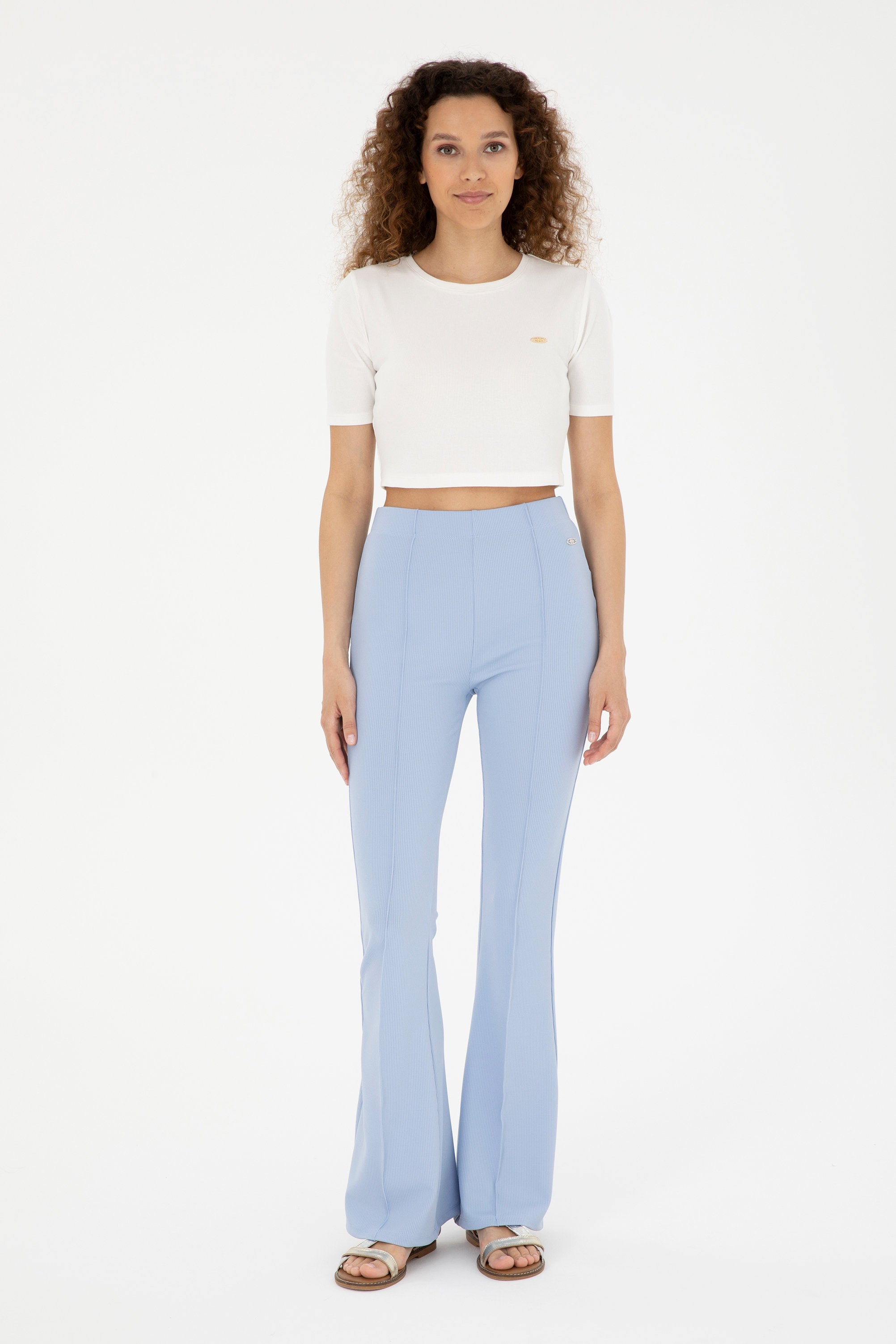 Blue Flared Slip On Trousers_G082SZ0OP0 1871595_VR003_03