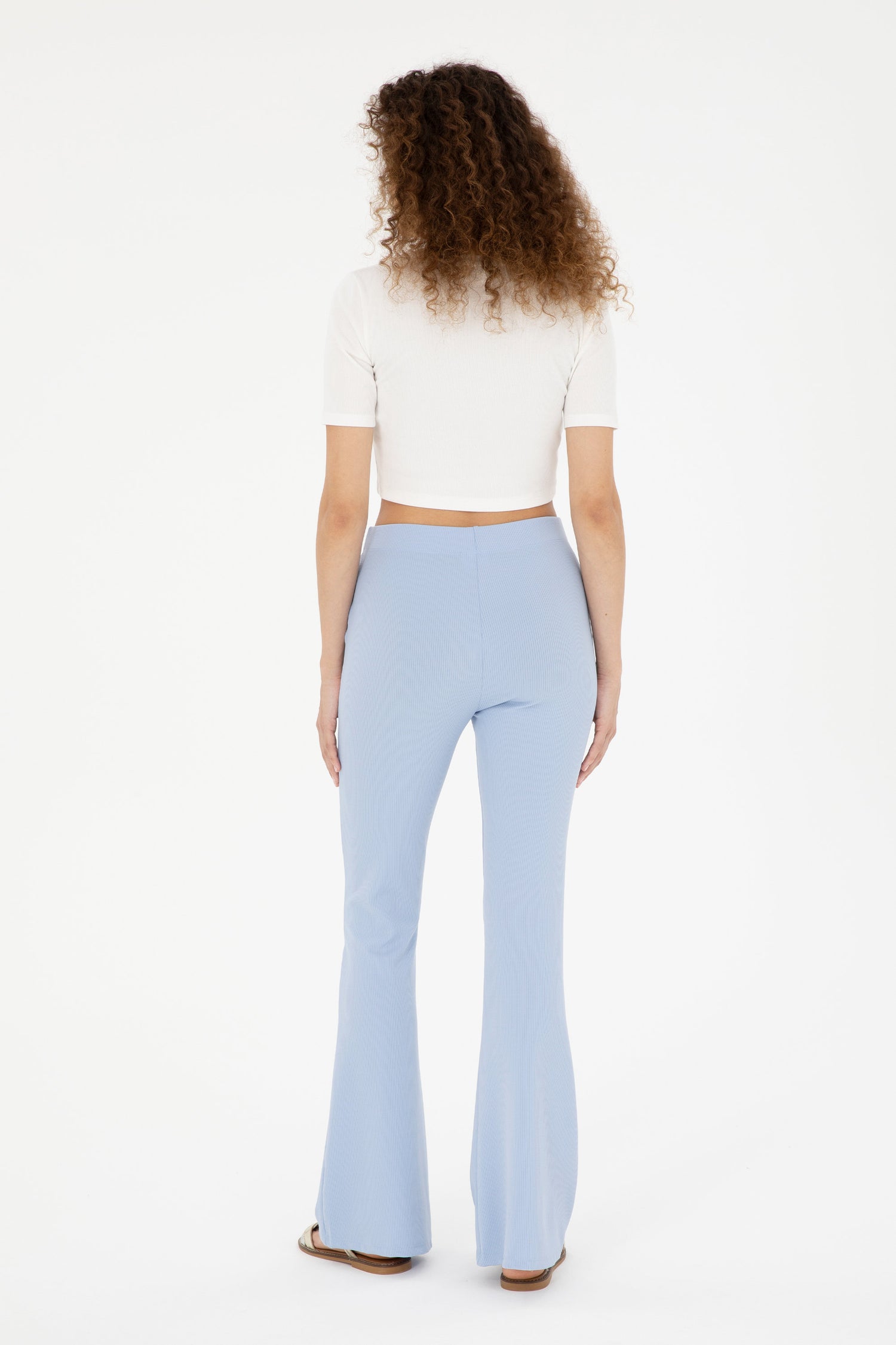 Blue Flared Slip On Trousers_G082SZ0OP0 1871595_VR003_04