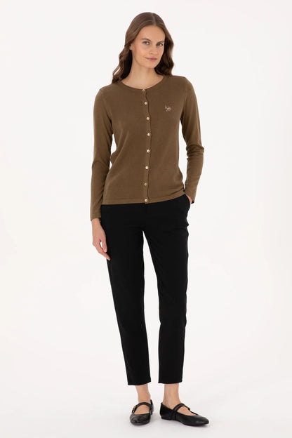 U.S. Polo Assn. Khaki Women Khaki Button Through Fine Knit Cardigan SKU: G082SZ0TH0 2226378_VR027 Image 04