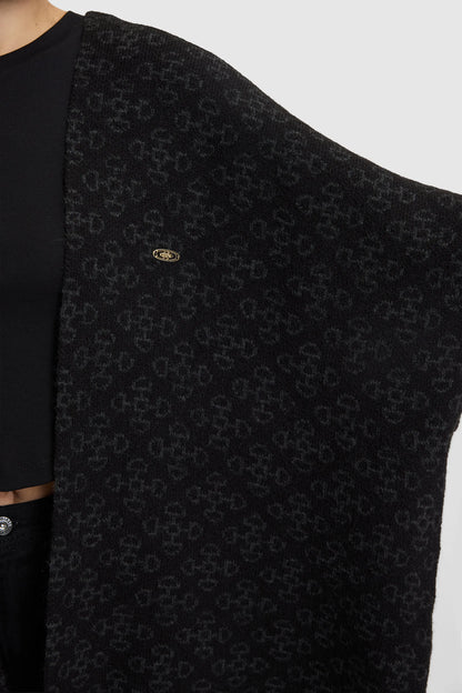 U.S. Polo Assn. Black Women Black Open Front Knitted Poncho SKU: G082SZ0TH0 PU-14984_VR046 Image 06