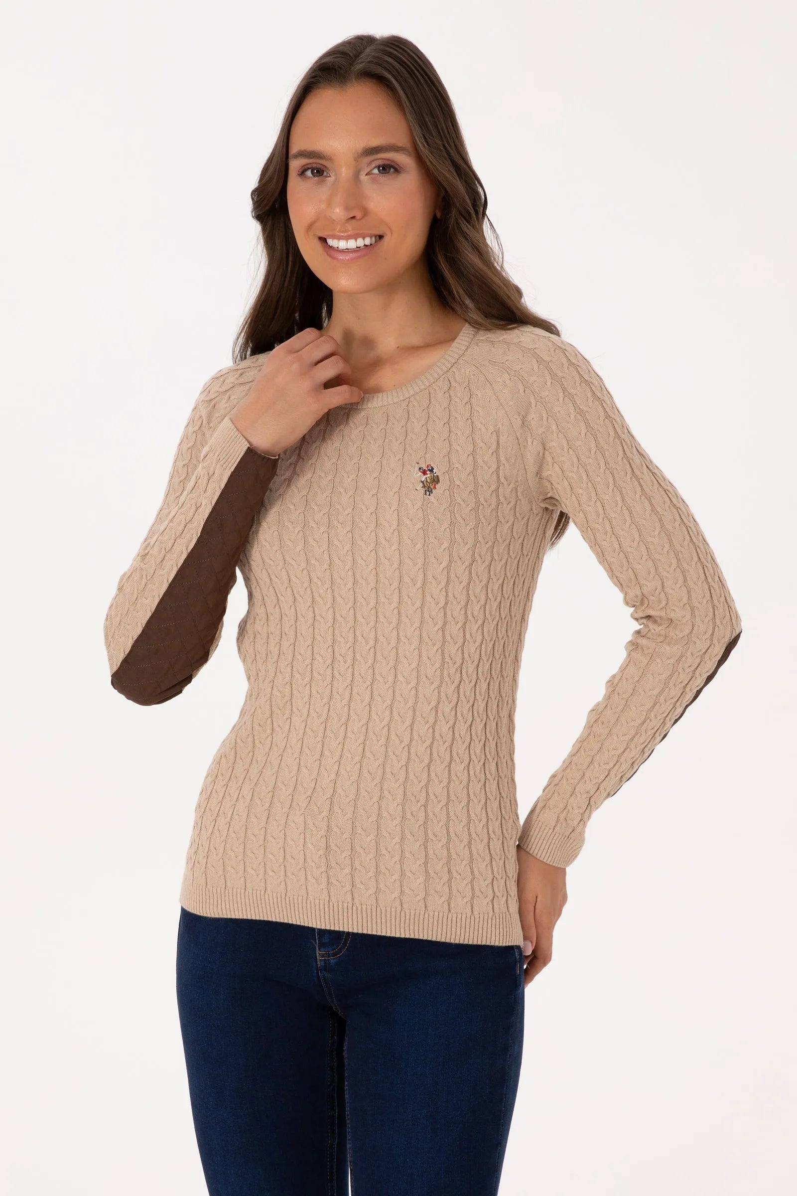 U.S. Polo Assn._Sand Melange_Sand Melange Knitted Pullover_G082SZ0TK0 2226135_VR123_01