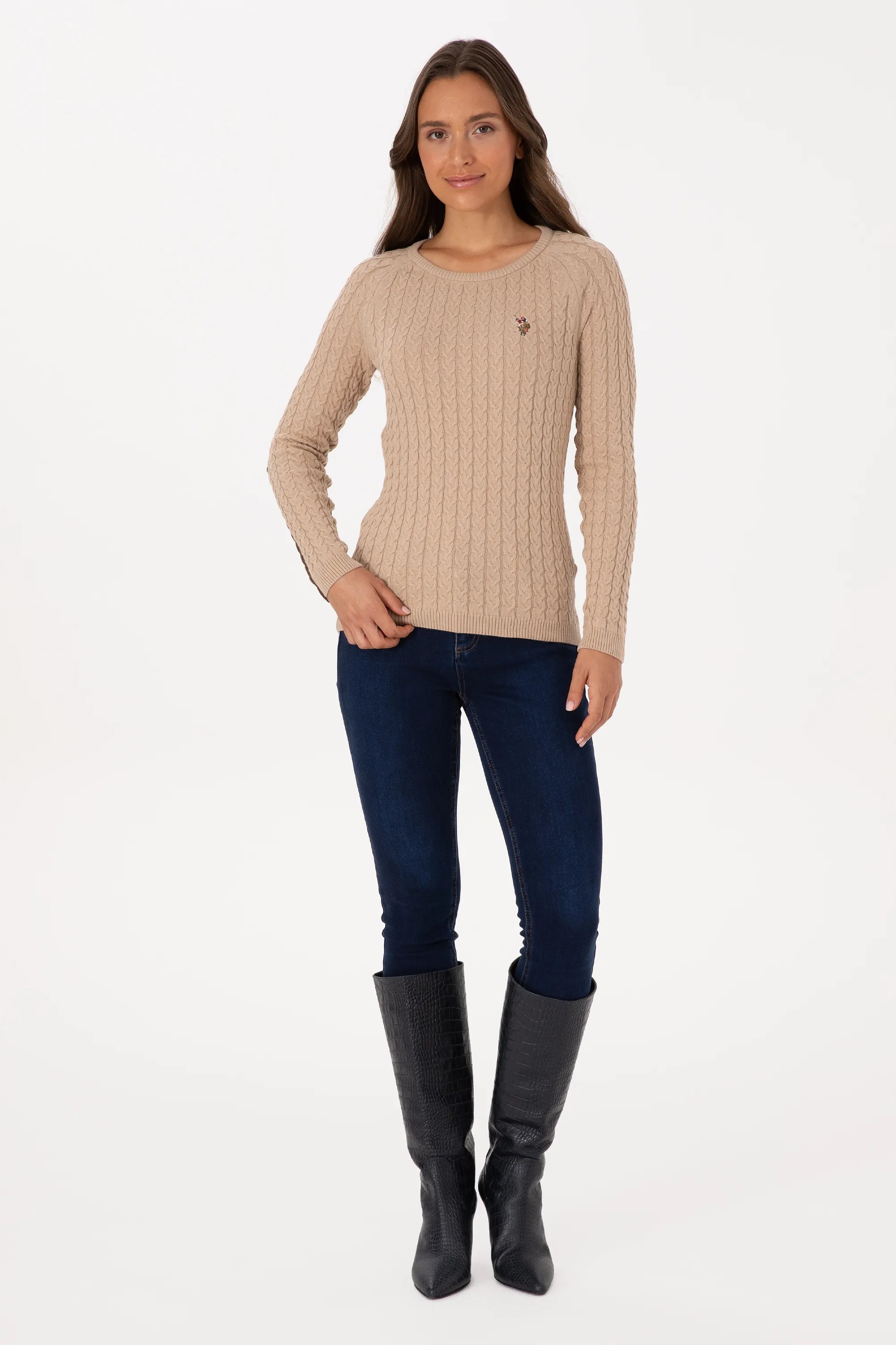 U.S. Polo Assn._Sand Melange_Sand Melange Knitted Pullover_G082SZ0TK0 2226135_VR123_04