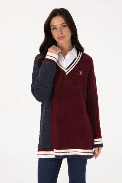 U.S. Polo Assn._Navy_Navy Oversized V-Neck Sweater_G082SZ0TK0 2244336_VR033_01