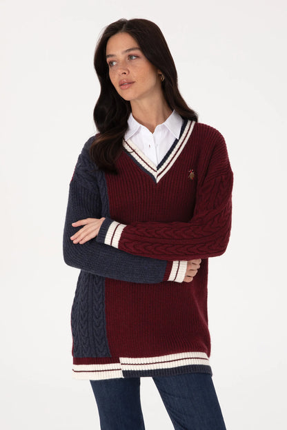 U.S. Polo Assn._Navy_Navy Oversized V-Neck Sweater_G082SZ0TK0 2244336_VR033_03
