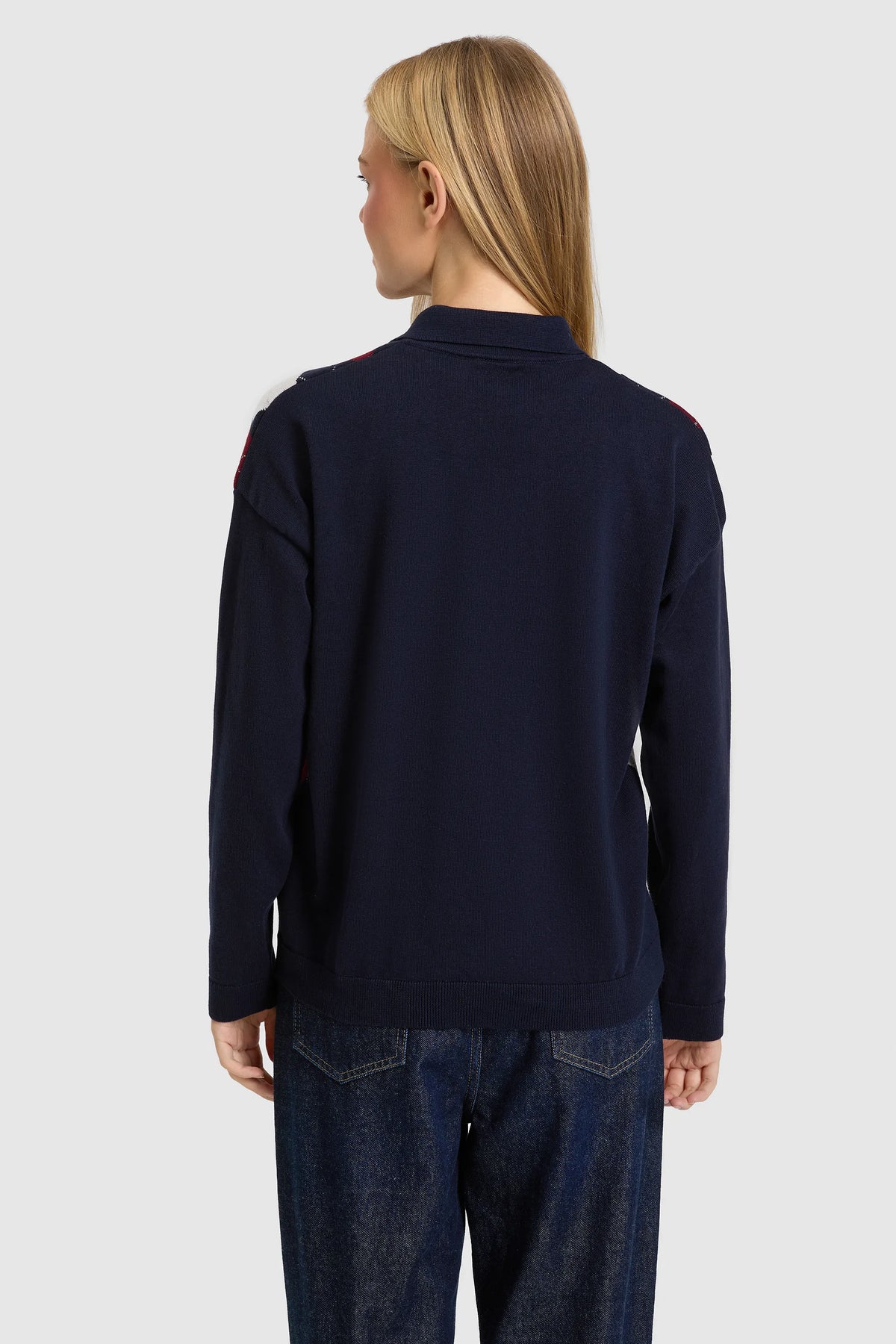 U.S. Polo Assn. Navy Women Navy Oversized Argyle Half Zip Sweater SKU: G082SZ0TK0 PU-14327_VR033 Image 05