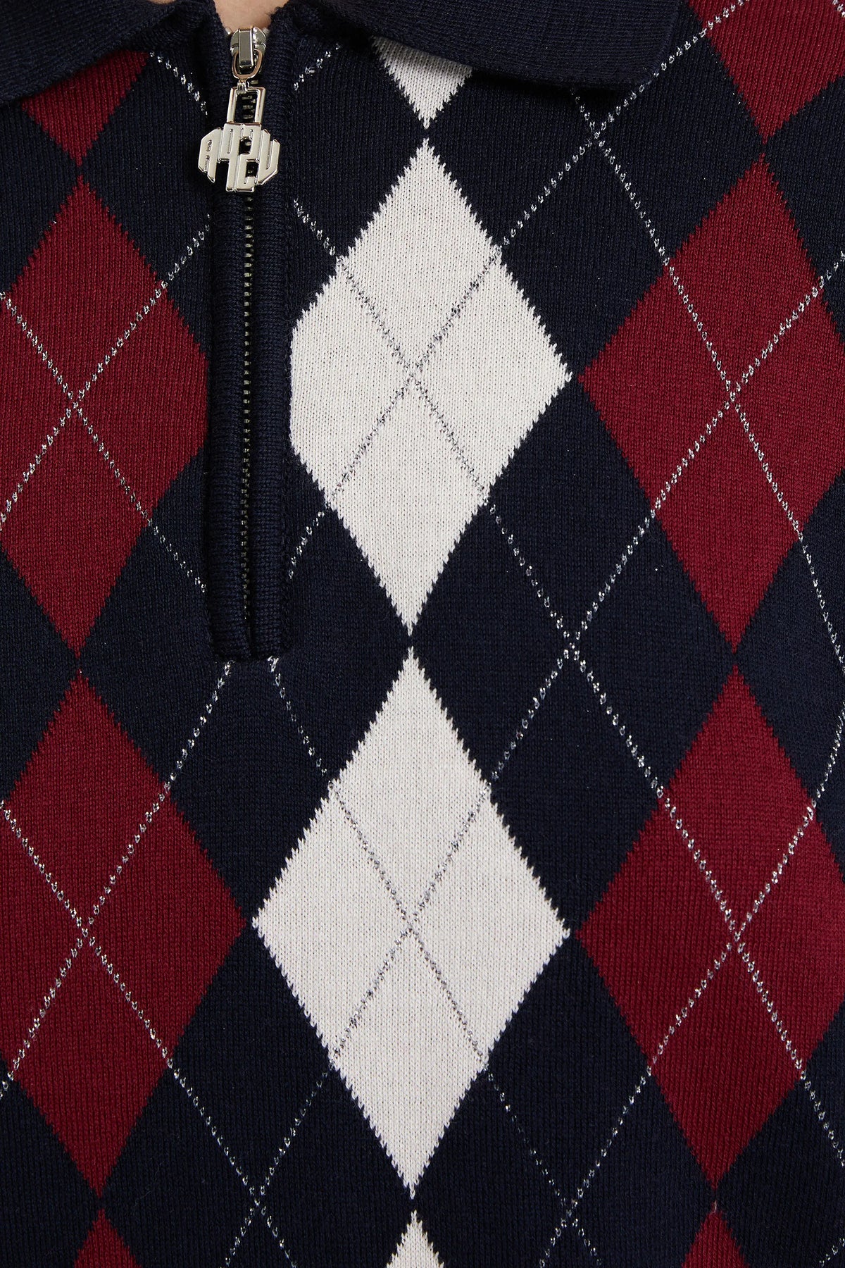 U.S. Polo Assn. Navy Women Navy Oversized Argyle Half Zip Sweater SKU: G082SZ0TK0 PU-14327_VR033 Image 06