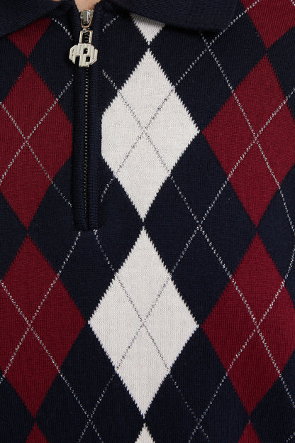 U.S. Polo Assn. Navy Women Navy Oversized Argyle Half Zip Sweater SKU: G082SZ0TK0 PU-14327_VR033 Image 06