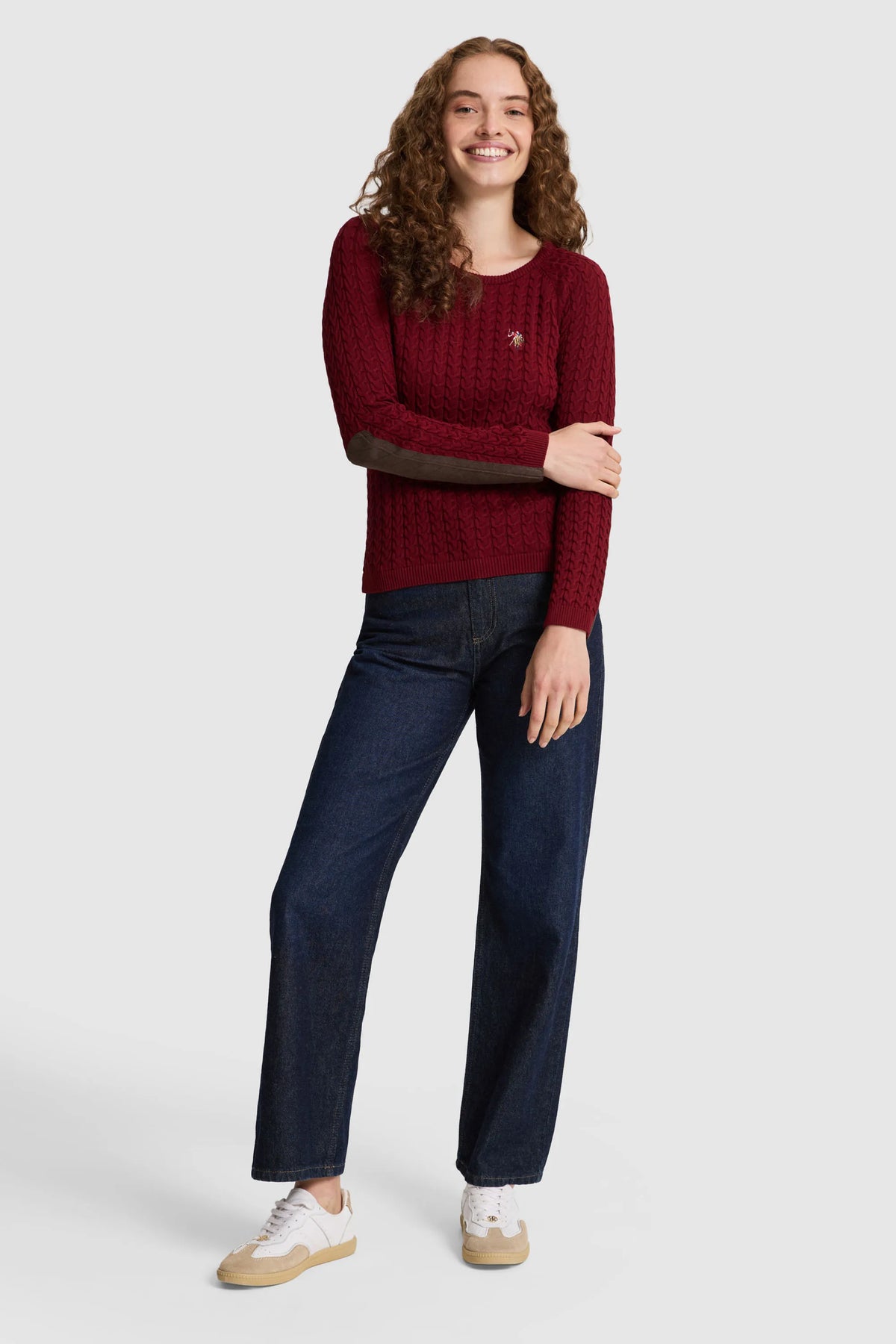 U.S. Polo Assn. Bordeaux Women Bordeaux Cable Knit Crew Neck Pullover SKU: G082SZ0TK0 PU-14842_VR014 Image 04