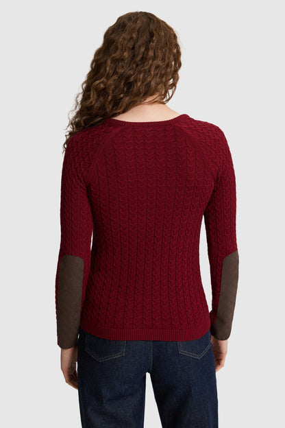 U.S. Polo Assn. Bordeaux Women Bordeaux Cable Knit Crew Neck Pullover SKU: G082SZ0TK0 PU-14842_VR014 Image 05