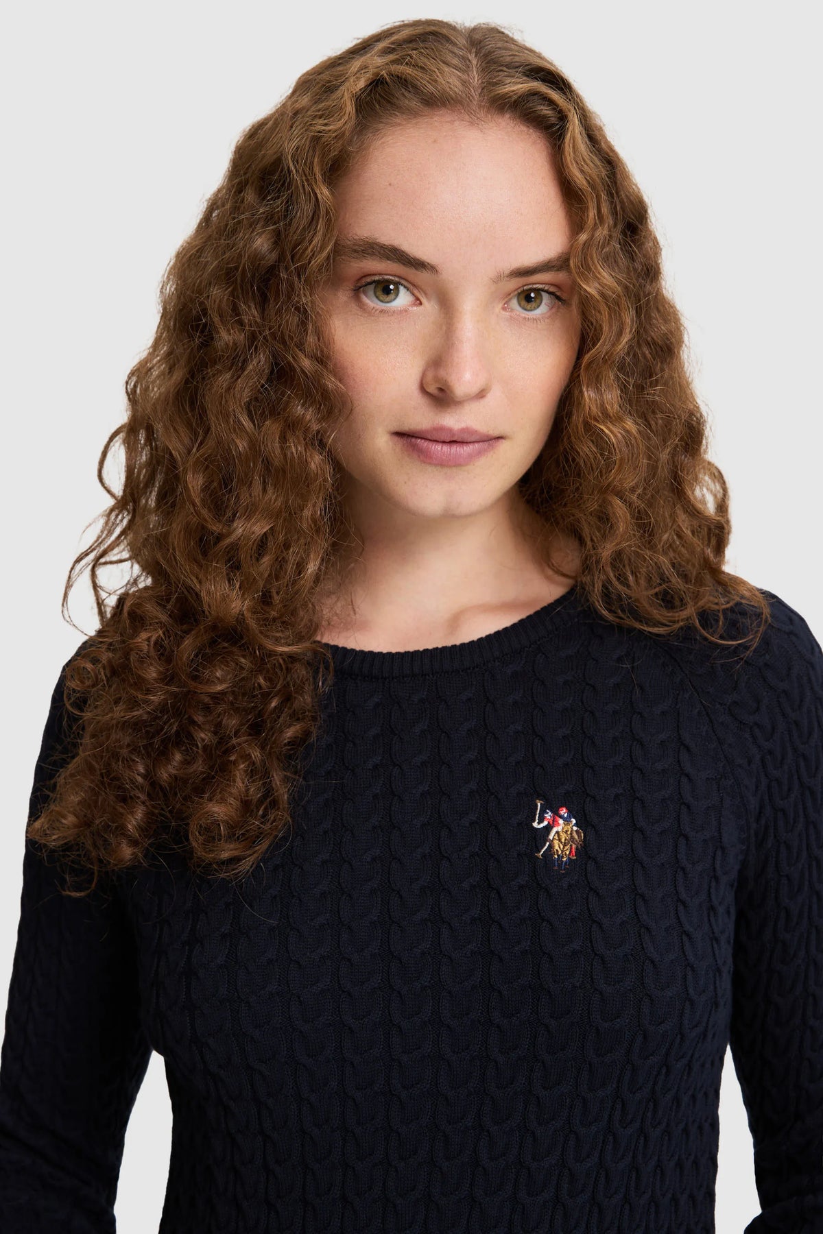 U.S. Polo Assn. Navy Women Navy Cable Knit Crew Neck Pullover SKU: G082SZ0TK0 PU-14842_VR033 Image 02