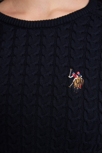 U.S. Polo Assn. Navy Women Navy Cable Knit Crew Neck Pullover SKU: G082SZ0TK0 PU-14842_VR033 Image 06