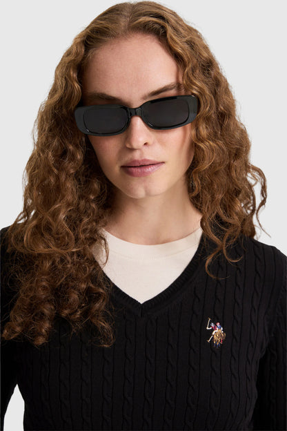 U.S. Polo Assn. Black Women Black Slim Fit Fine Knit Crew Neck Pullover SKU: G082SZ0TK0 PU-14846_VR046 Image 03
