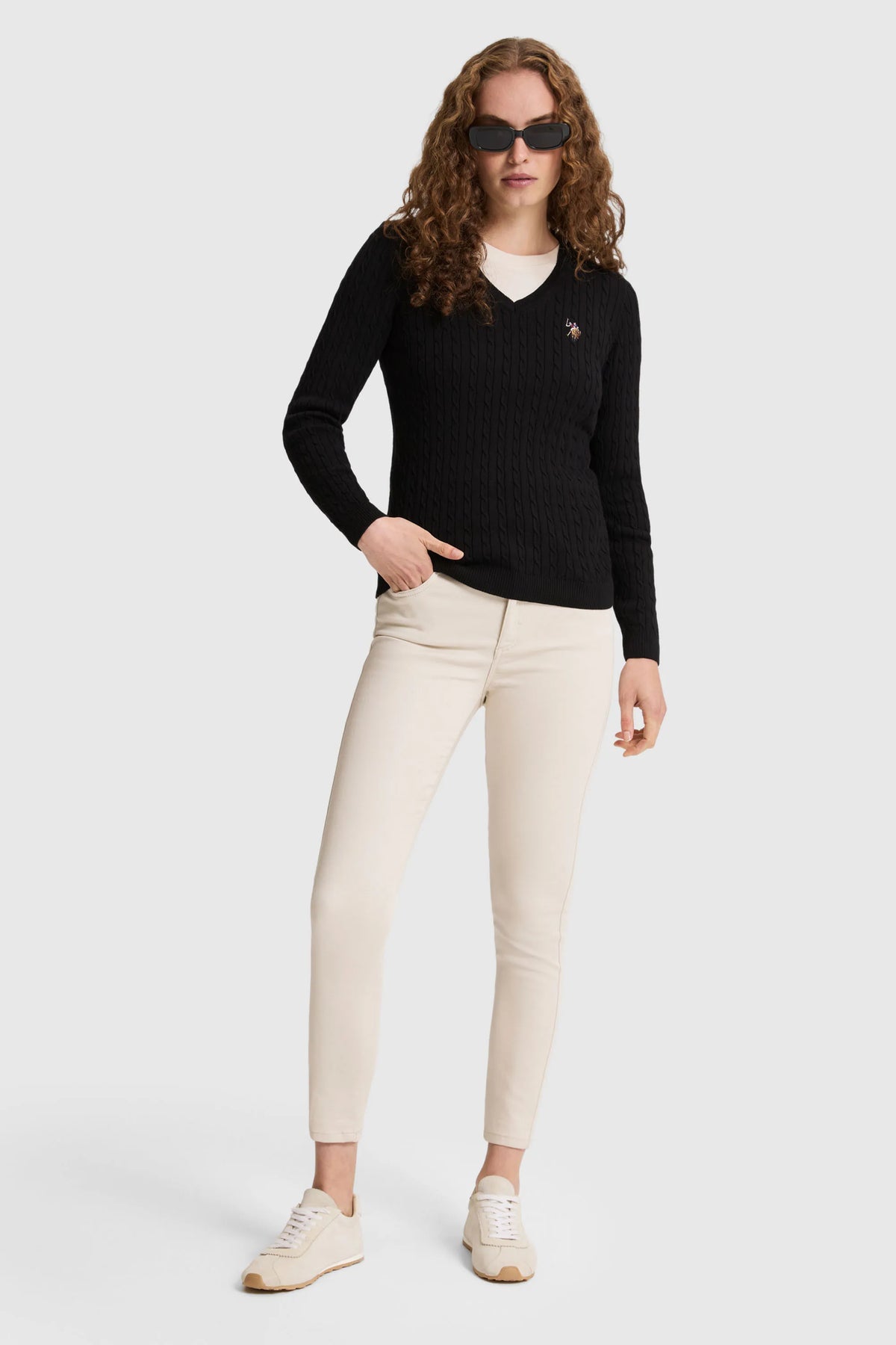 U.S. Polo Assn. Black Women Black Slim Fit Fine Knit Crew Neck Pullover SKU: G082SZ0TK0 PU-14846_VR046 Image 05