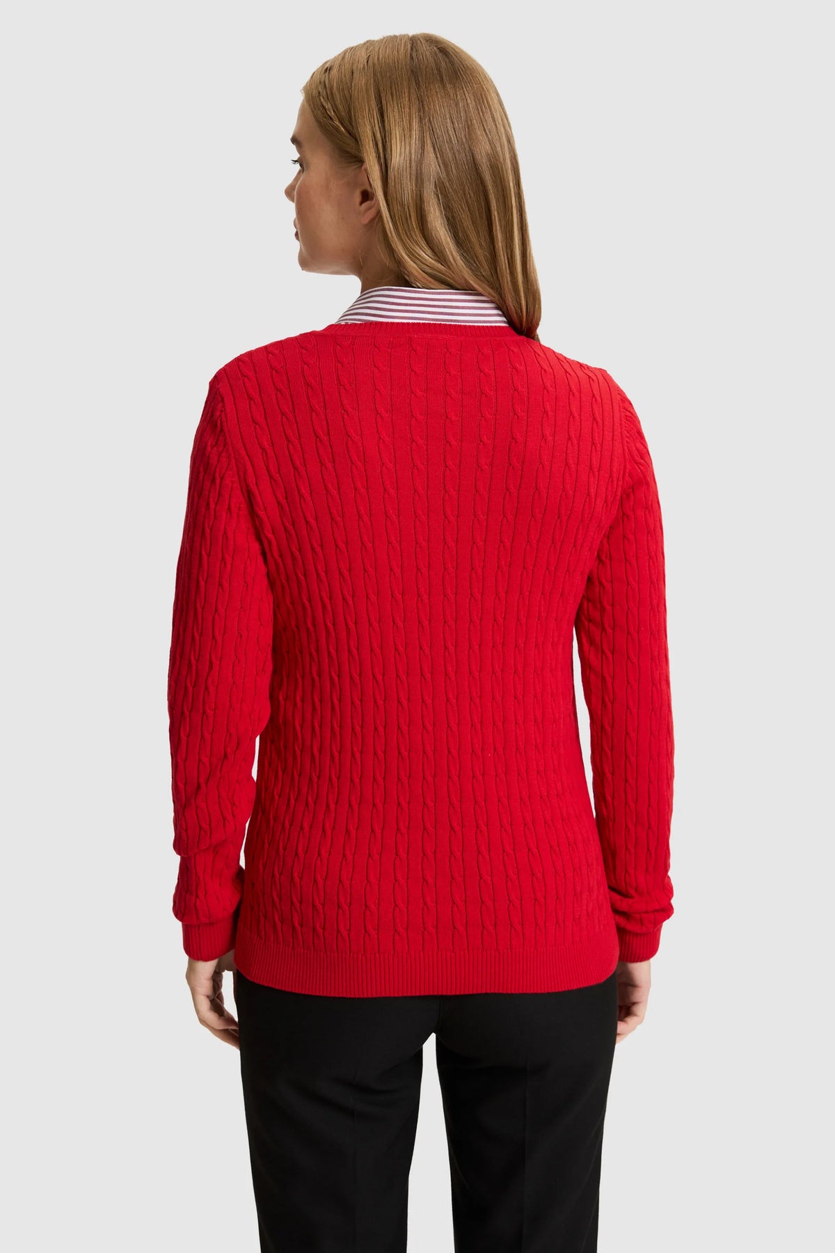 U.S. Polo Assn. Basic Red Women Red Cable Knit Crew Neck Pullover SKU: G082SZ0TK0 PU-14846_VR171 Image 05