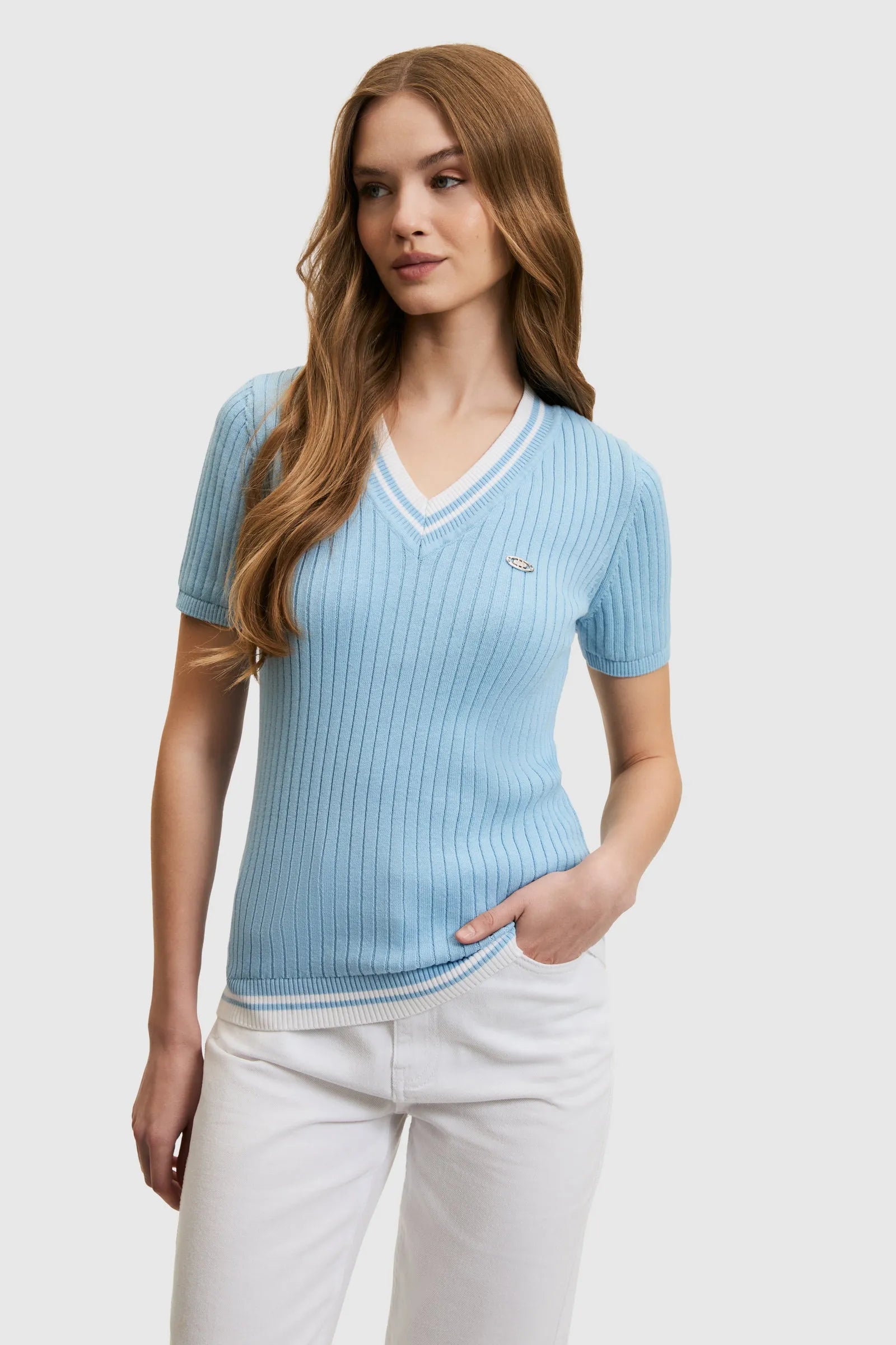 U.S. Polo Assn. Light Blue Women Light Blue Knitting Jumper SKU: G082SZ0TK0 PU-8843_VR003 Image 01