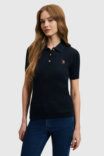 U.S. Polo Assn. Navy Blue Women Navy Blue Polo Shirt SKU: G082SZ0TK0 PU-9103_VR033 Image 01
