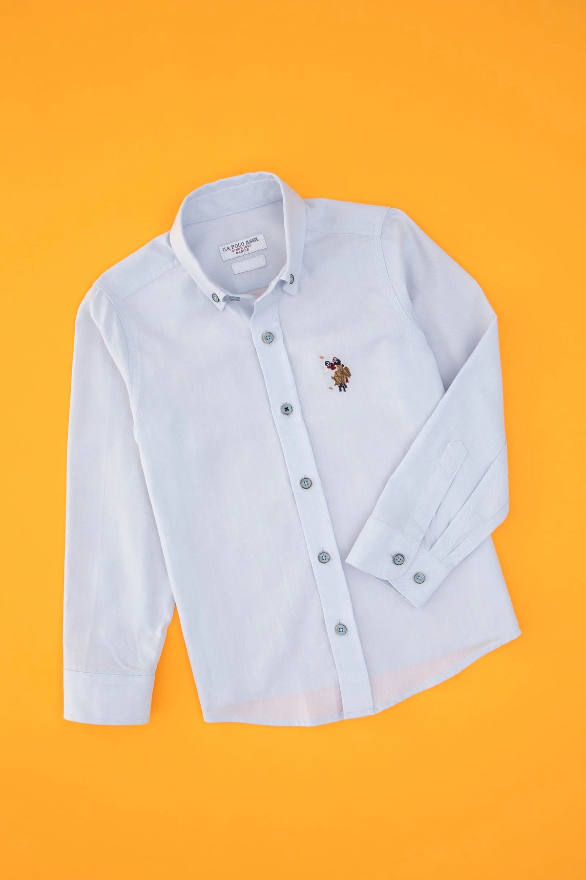 U.S. Polo Assn. Light Blue Boys Light Blue Long Sleeve Oxford Shirt SKU: G083SZ0040 2225813_VR003 Image 01