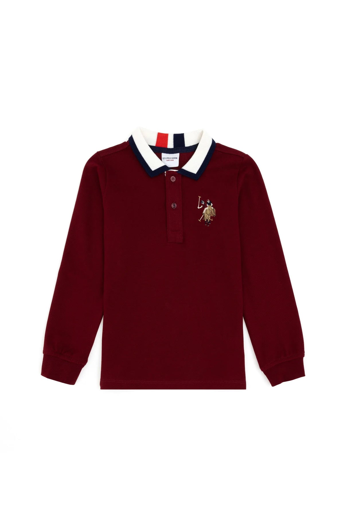 U.S. Polo Assn. Bordeaux Boys Bordeaux Long Sleeve Rugby Polo Shirt SKU: G083SZ0820 1927669_VR014 Image 01