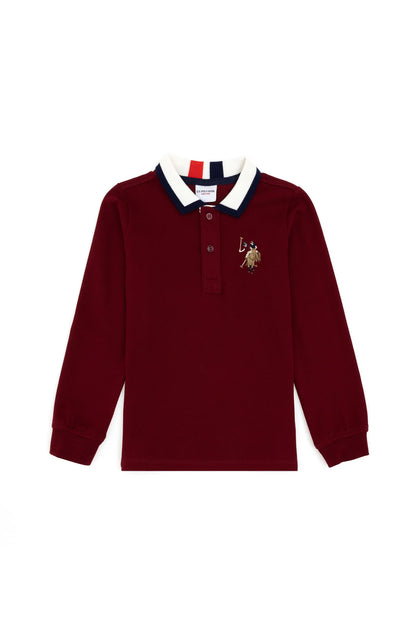 U.S. Polo Assn. Bordeaux Boys Bordeaux Long Sleeve Rugby Polo Shirt SKU: G083SZ0820 1927669_VR014 Image 01