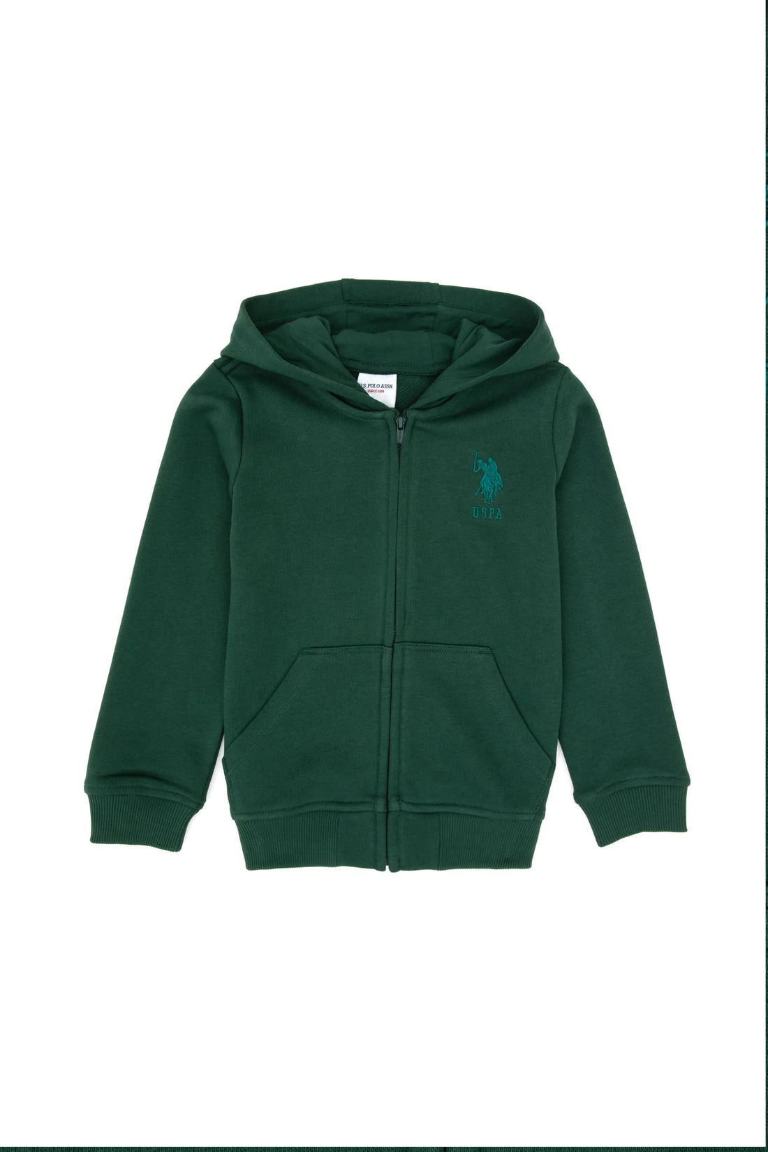 U.S. Polo Assn. Dark Green Boys Dark Green Zip Through Hooded Hoodie SKU: G083SZ0820 2235243_VR079 Image 01