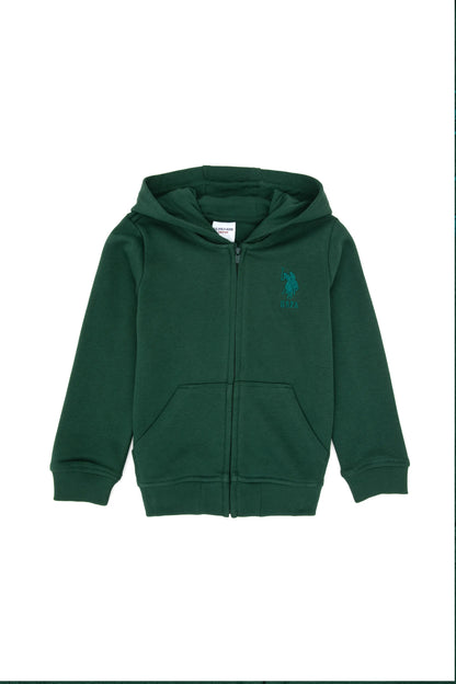 U.S. Polo Assn. Dark Green Boys Dark Green Zip Through Hooded Hoodie SKU: G083SZ0820 2235243_VR079 Image 03