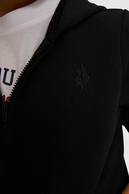 U.S. Polo Assn. Black Boys Black Zip Through Hooded Cotton Hoodie SKU: G083SZ0820 PU-13180_VR046 Image 06