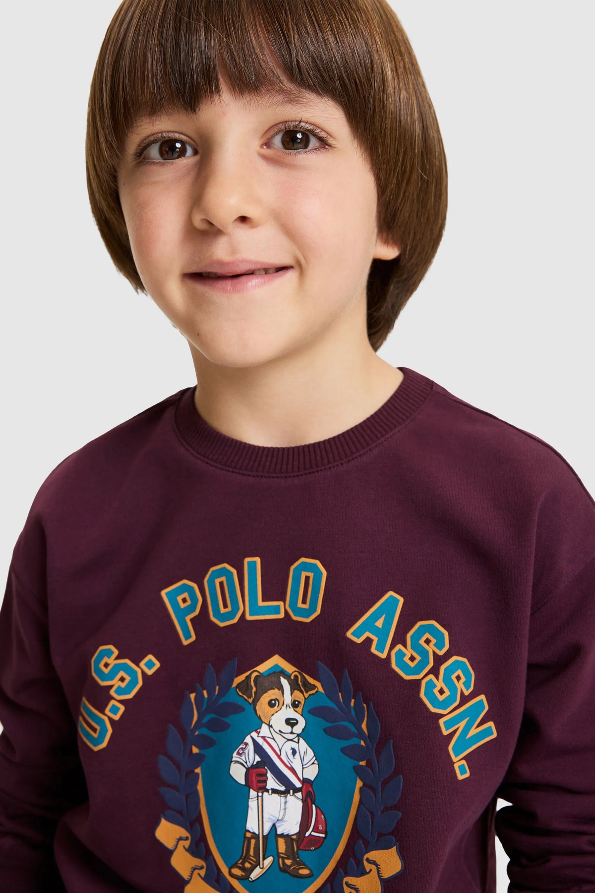 U.S. Polo Assn. Dark Plum Boys Dark Plum Crew Neck Printed Sweatshirt SKU: G083SZ0820 PU-13774_VR180 Image 03