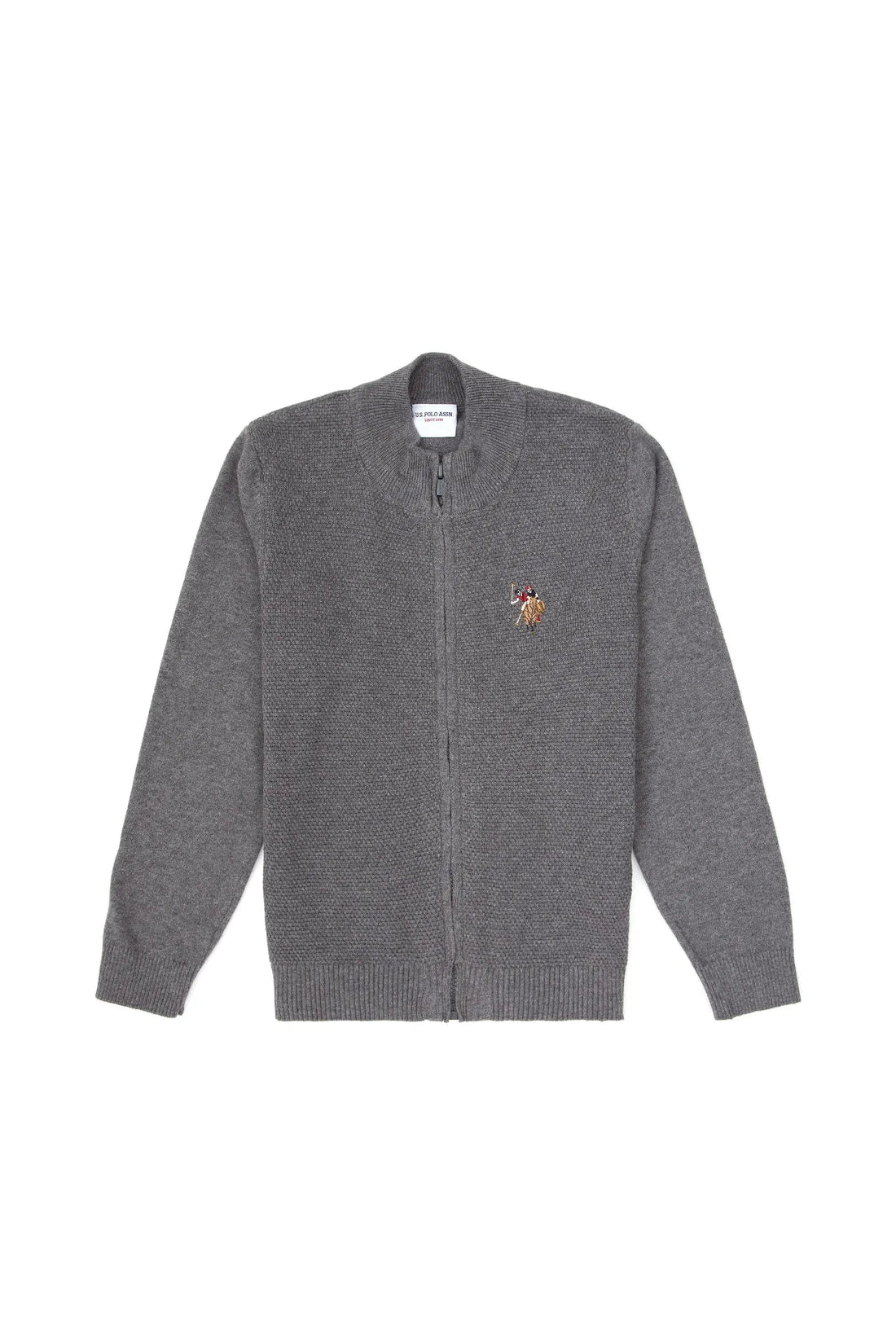 U.S. Polo Assn._Grey Melange_Grey Melange Zip Up Cardigan_G083SZ0TH0 2255674_VR086_01