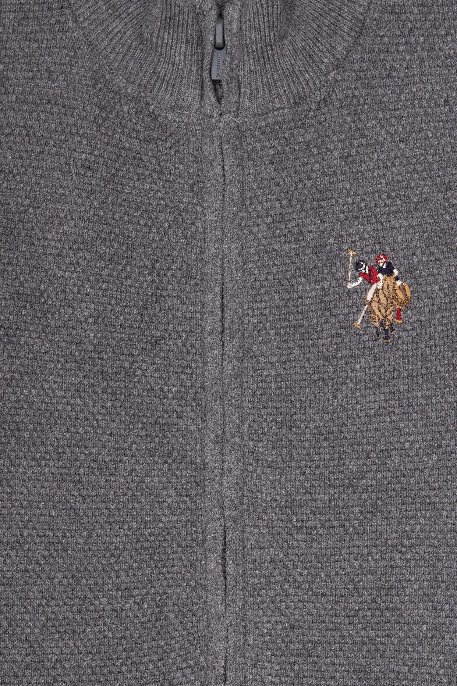 U.S. Polo Assn._Grey Melange_Grey Melange Zip Up Cardigan_G083SZ0TH0 2255674_VR086_03