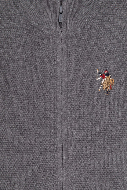 U.S. Polo Assn._Grey Melange_Grey Melange Zip Up Cardigan_G083SZ0TH0 2255674_VR086_03