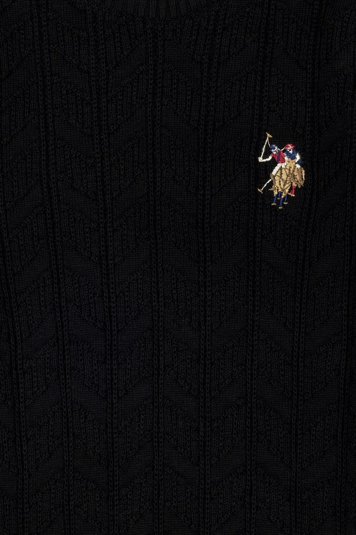 U.S. Polo Assn. Black Boys Black Cable Knit Crew Neck Sweater SKU: G083SZ0TK0 1629981_VR046 Image 03
