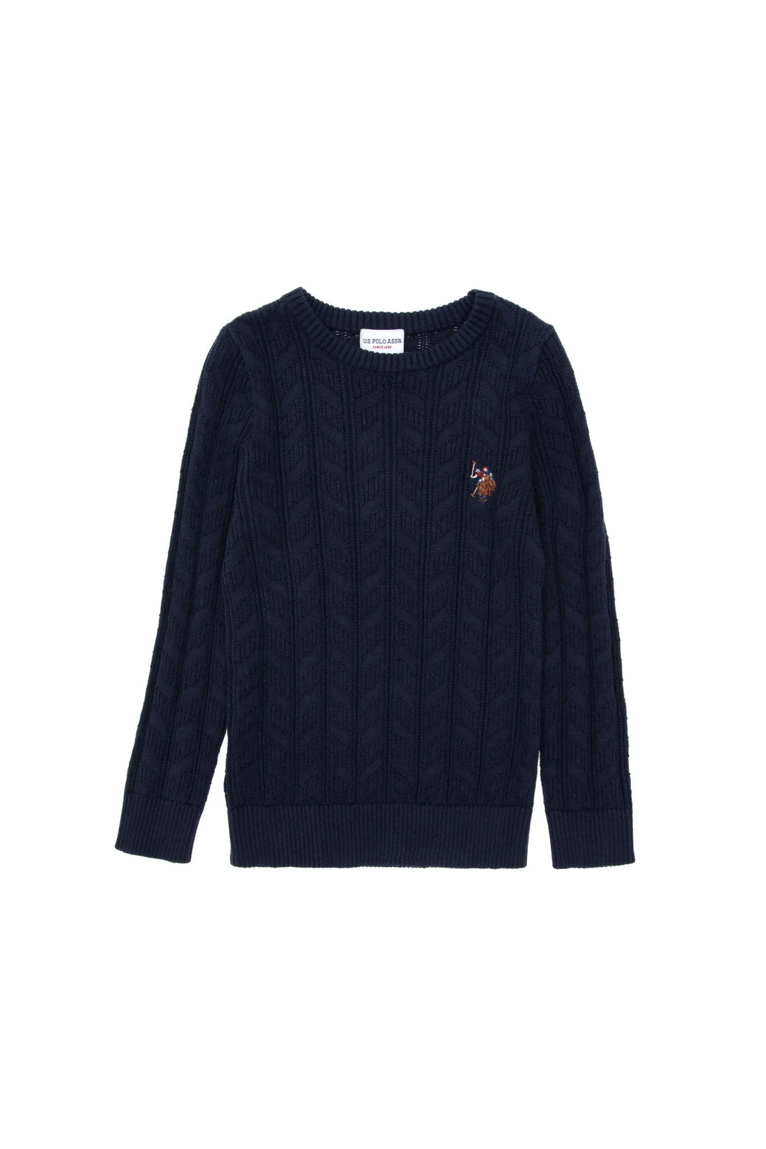 U.S. Polo Assn. Navy Boys Navy Cable Knit Crew Neck Sweater SKU: G083SZ0TK0 1921096_VR033 Image 01