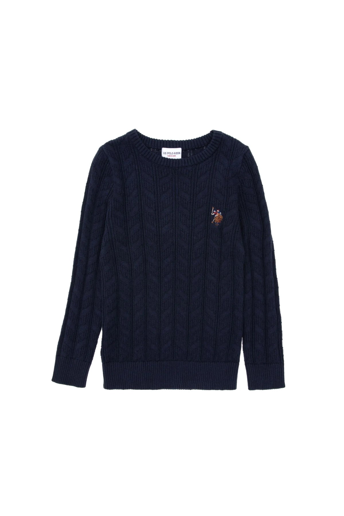 U.S. Polo Assn. Navy Boys Navy Cable Knit Crew Neck Sweater SKU: G083SZ0TK0 1921096_VR033 Image 01