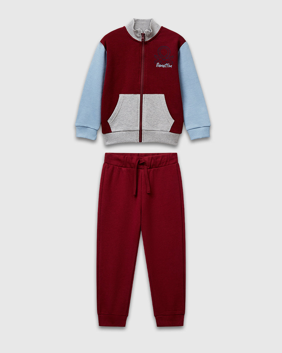 Benetton_Burgundy_Cotton Tracksuit with Logo_G503X-GF010S_901_01