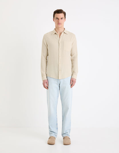 Regular Plain Cotton Gauze Shirt_GAGAZCO_BEIGE_02