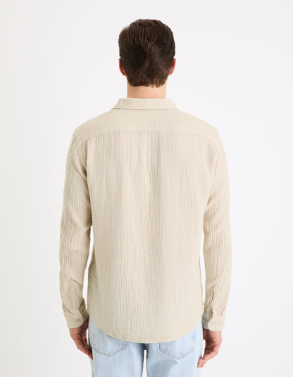 Regular Plain Cotton Gauze Shirt_GAGAZCO_BEIGE_04