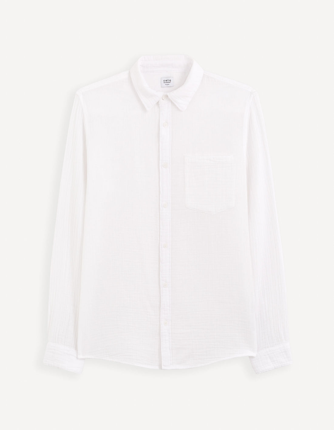 Regular Plain Cotton Gauze Shirt_GAGAZCO_OPTICAL WHITE_01