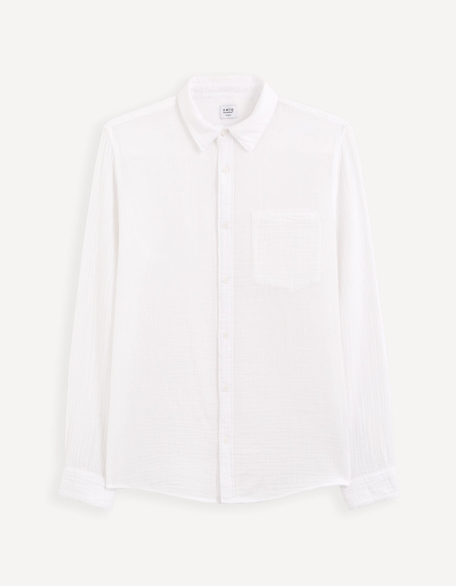 Regular Plain Cotton Gauze Shirt_GAGAZCO_OPTICAL WHITE_01