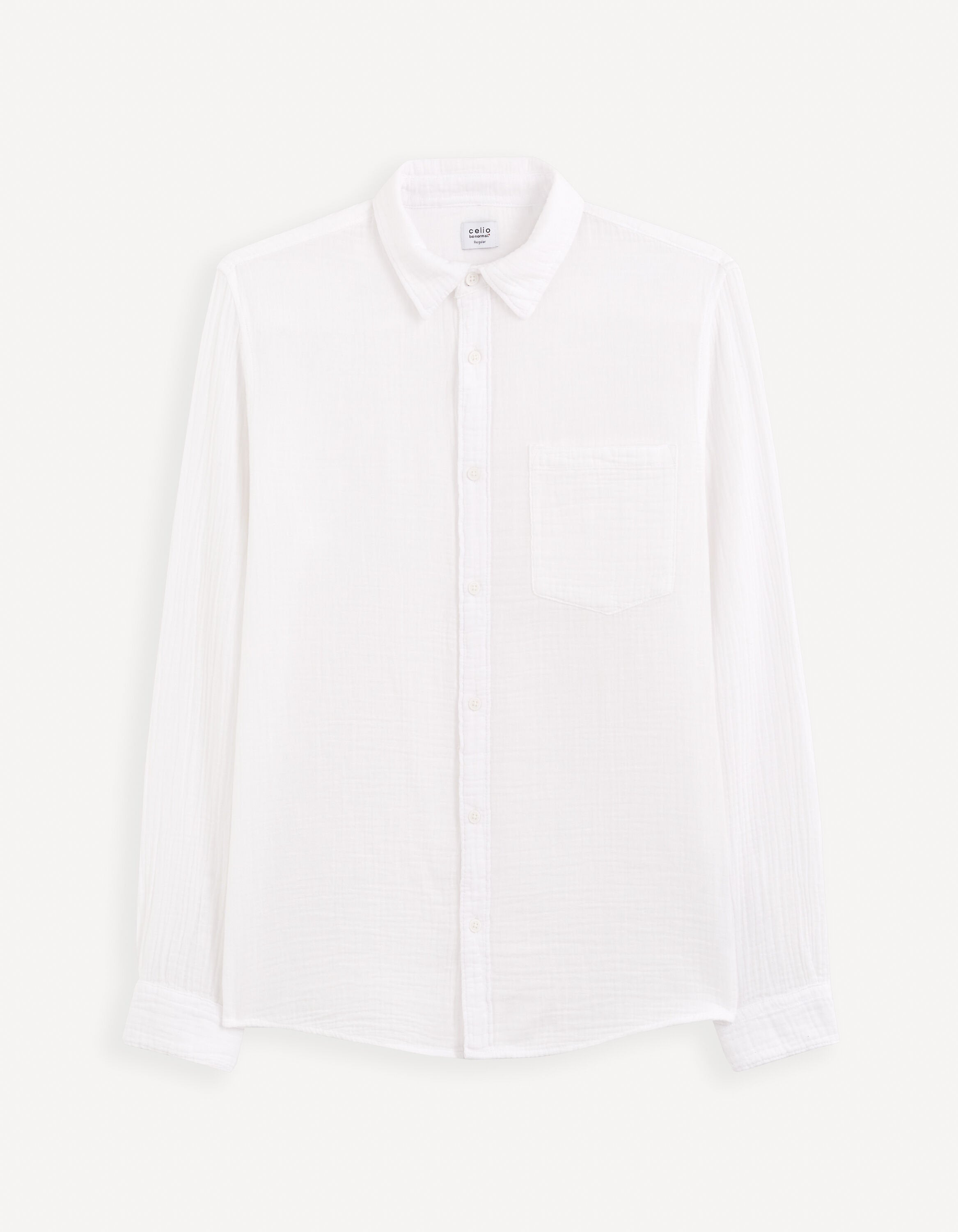 Regular Plain Cotton Gauze Shirt_GAGAZCO_OPTICAL WHITE_01