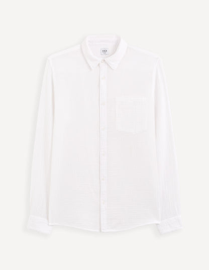 Regular Plain Cotton Gauze Shirt_GAGAZCO_OPTICAL WHITE_01