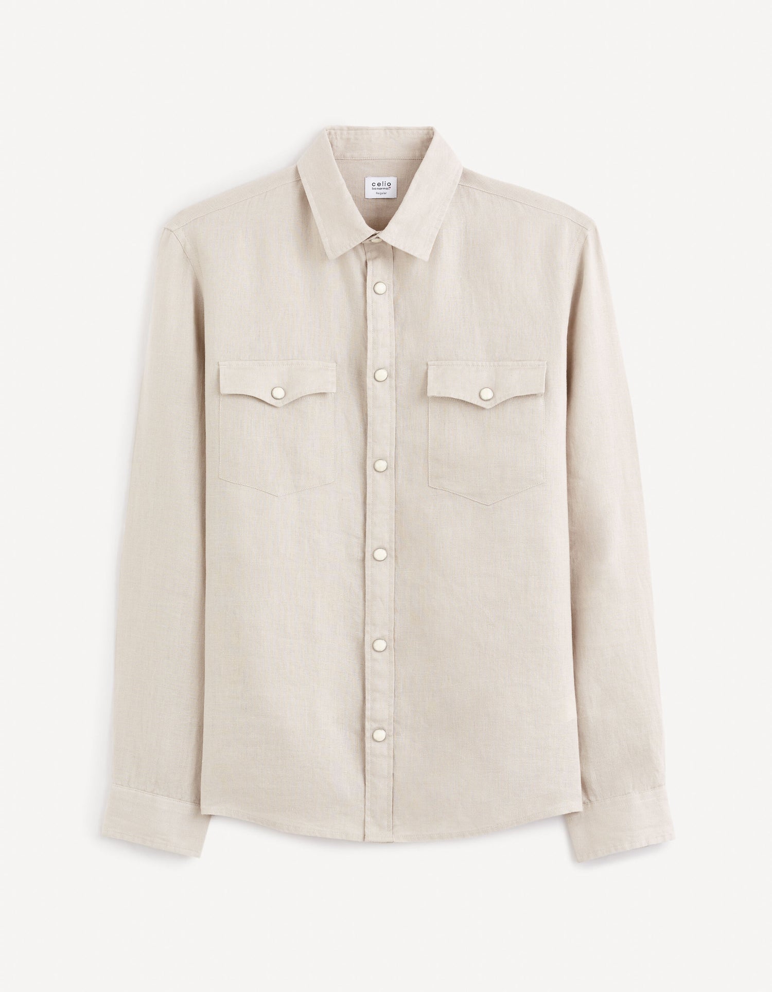 Regular Plain Linen Shirt_GALISNAP_BEIGE 07_01