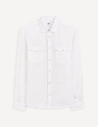 Regular Plain Linen Shirt_GALISNAP_WHITE_01