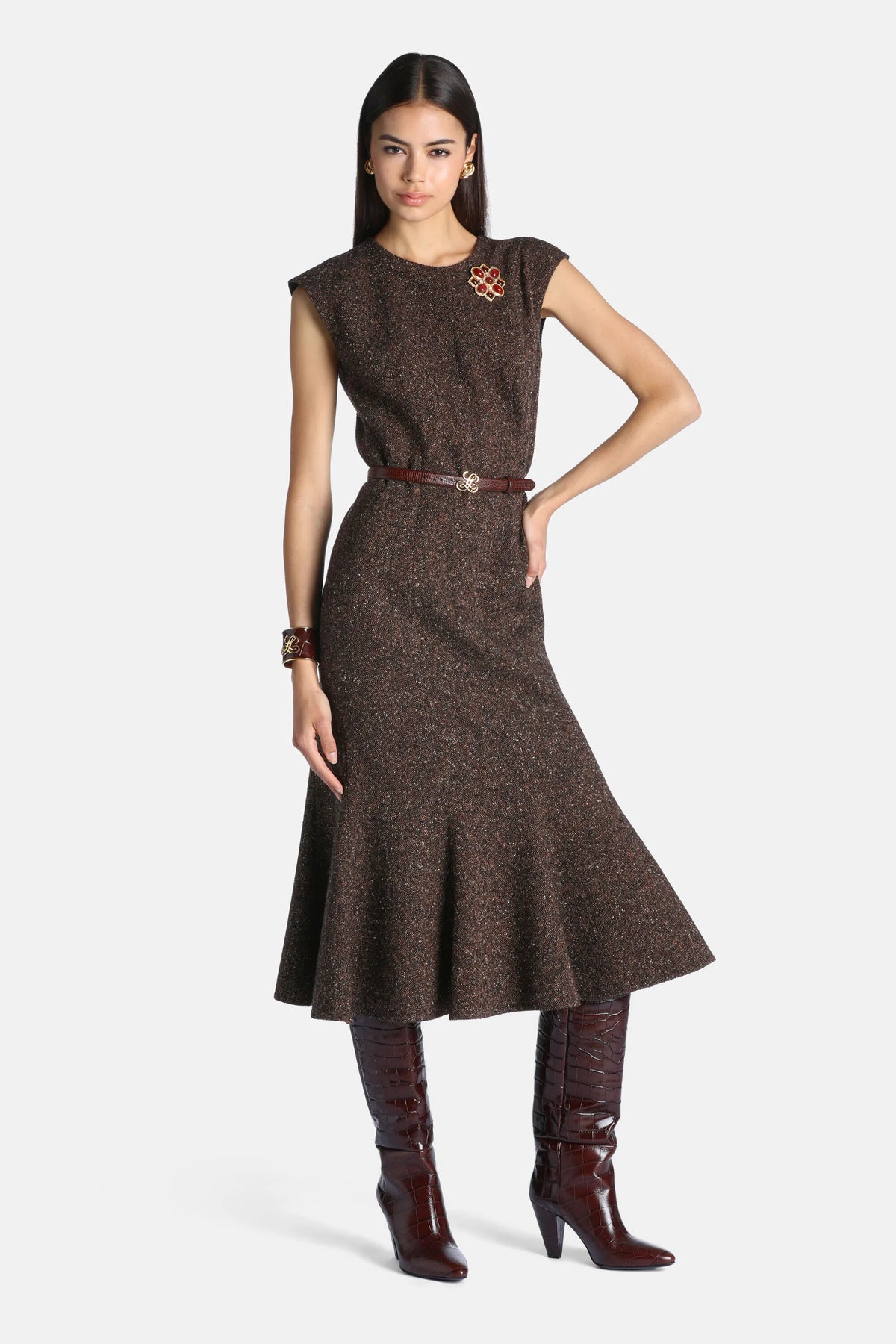 Luisa Spagnoli Var Marrone Women Gallerie - Wool-Blend Midi Dress SKU: GALLERIE_3404 Image 01