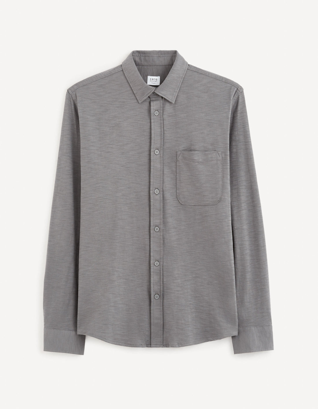Regular Plain Knit Shirt_GASELLE_GREY_01