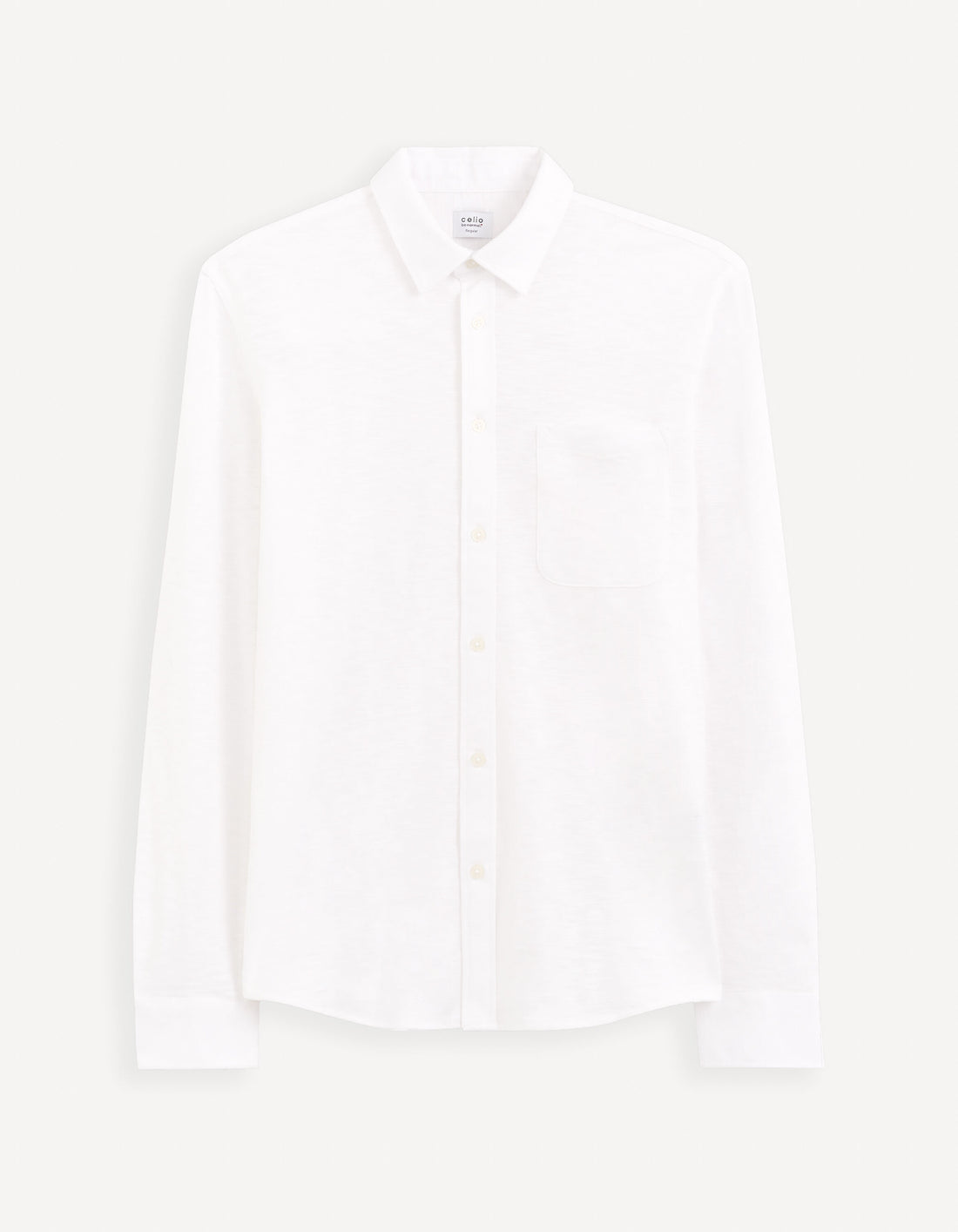 Regular Plain Knit Shirt_GASELLE_WHITE_01