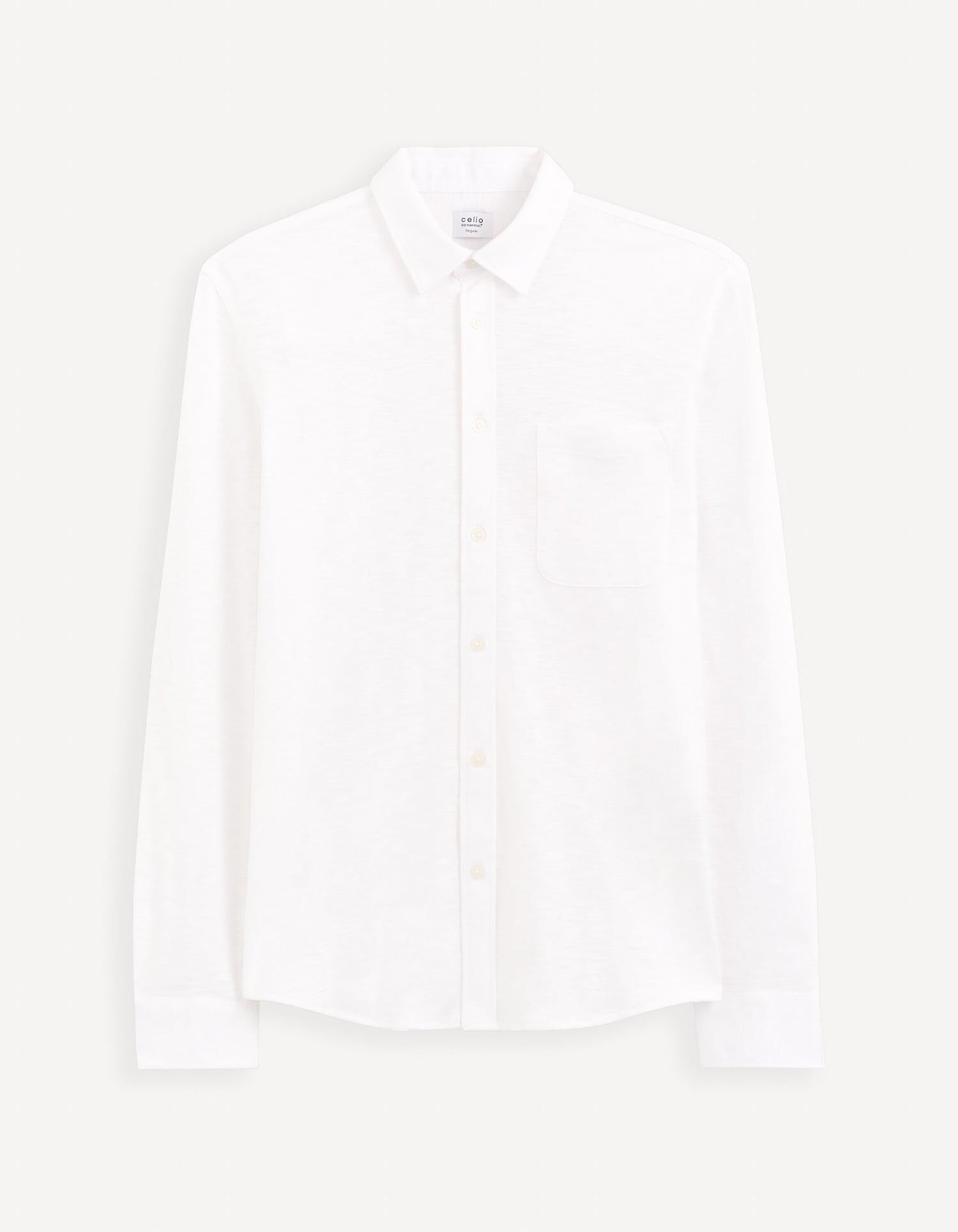 Regular Plain Knit Shirt_GASELLE_WHITE_01